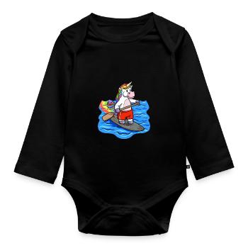 SUP Paddle Enfants Licorne Stand Up Paddle - Body Bébé bio manches longues - noir - Devant