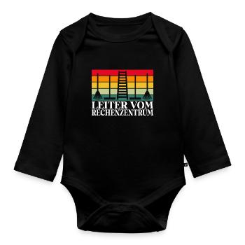 Lustiges Leiter vom Rechenzentrum Gartenarbeit Frü - Baby Bio-Langarm-Body - Schwarz - Vorne