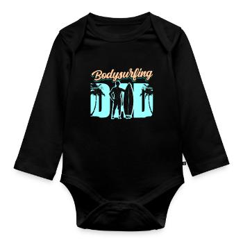 Bodysurfender Vater Bodysurfing Hobby Bodysurfen - Baby Bio-Langarm-Body - Schwarz - Vorne