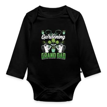 Gardening Grandfather Gardener Grandpa - Organic Longsleeve Baby Bodysuit - black - Front