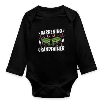 Jardinage Grand-père Jardinier Grand-père Jardin - Body Bébé bio manches longues - noir - Devant