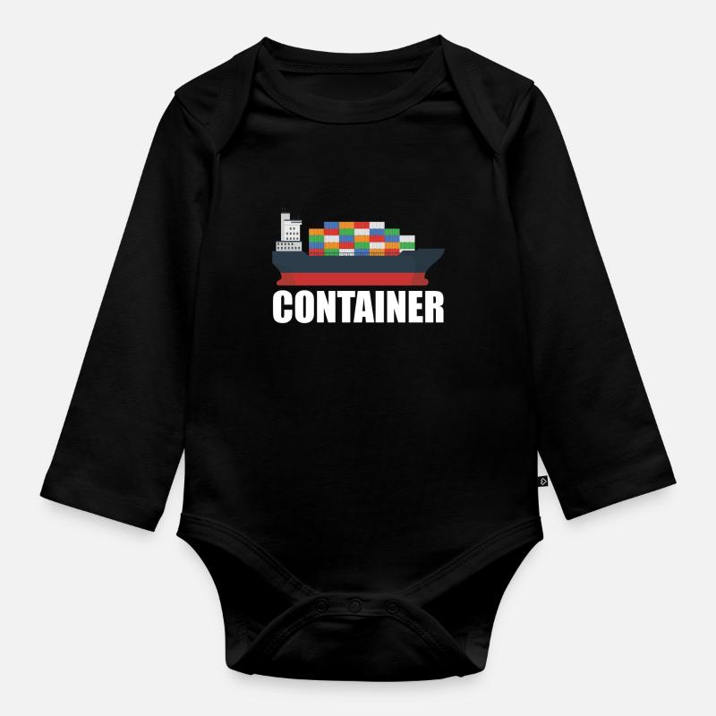 Containerschiff - Baby Bio-Langarm-Body - Schwarz