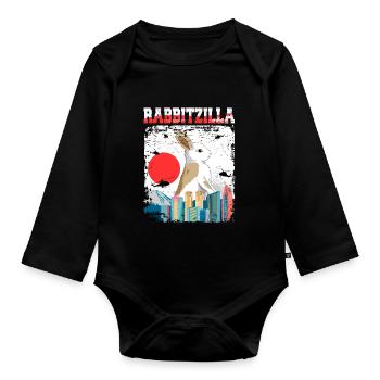 Rabbitzilla Rabbit Rabbit Gift - Organic Longsleeve Baby Bodysuit - black - Front