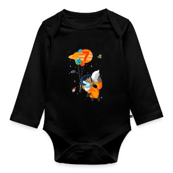 Astronaute 7e anniversaire Fox Costume d’astronaute - Body Bébé bio manches longues - noir - Devant