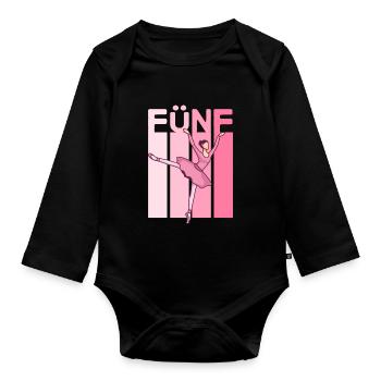 5. Geburtstag Mädchen Ballerina Design Ballett - Baby Bio-Langarm-Body - Schwarz - Vorne