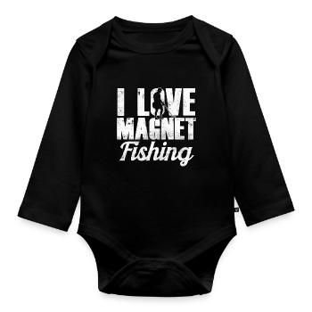 Ich Liebe Magnet Fishing Magnetfischen - Baby Bio-Langarm-Body - Schwarz - Vorne