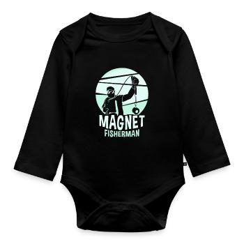 Aimant de pêche magnétique pour pêcheurs magnétique - Body Bébé bio manches longues - noir - Devant