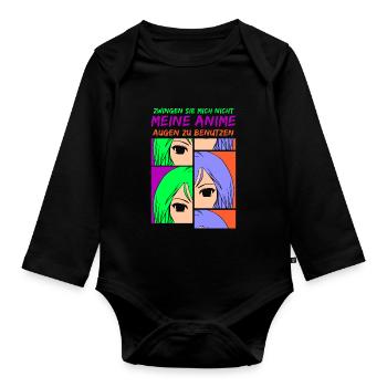 Zwingen sie mich nicht meine Anime Augen - Baby Bio-Langarm-Body - Schwarz - Vorne