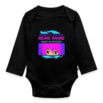Zwingen sie mich nicht meine Anime Augen - Baby Bio-Langarm-Body - Schwarz - Vorne