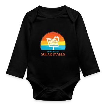Powered By Solar Panels Photovoltaik - Baby Bio-Langarm-Body - Schwarz - Vorne