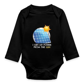 Power From The Sun Solar Photovoltaics - Organic Longsleeve Baby Bodysuit - black - Front