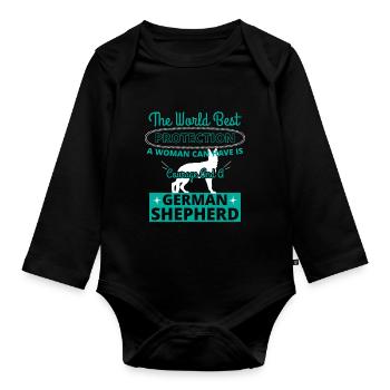 Courage And A German Shepherd - Organic Longsleeve Baby Bodysuit - black - Front