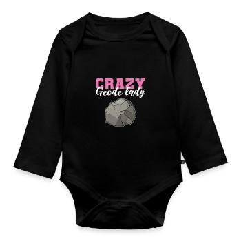 Crazy Geode Lady Geology Minerals Geologist - Baby Bio-Langarm-Body - Schwarz - Vorne