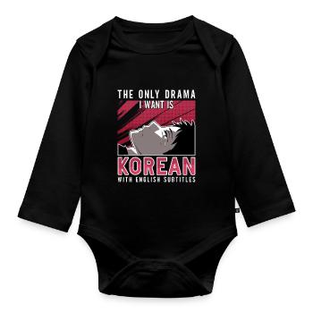 Design pop coréen pour un fan de mode K-Pop - Body Bébé bio manches longues - noir - Devant