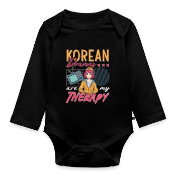 Design pop coréen pour un fan de mode K-Pop - Body Bébé bio manches longues - noir - Devant