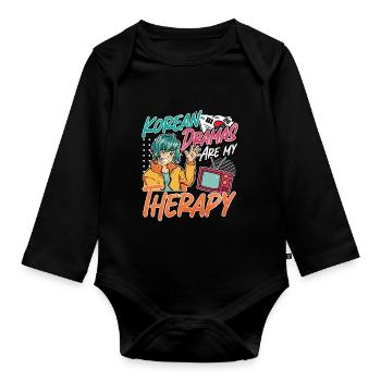 Korean Pop Design for a K-Pop Fashion Fan - Organic Longsleeve Baby Bodysuit - black - Front