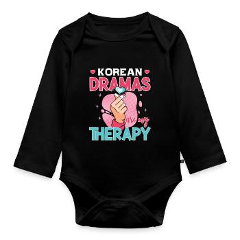 Design pop coréen pour un fan de mode K-Pop - Body Bébé bio manches longues - noir - Devant