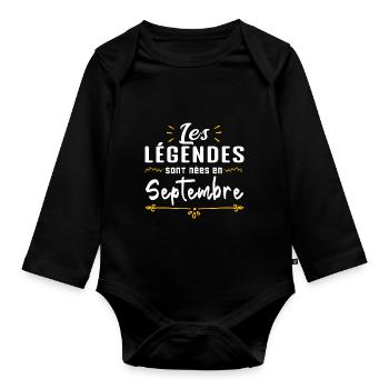 Les légendaires sont nées en septembre - Body Bébé bio manches longues - noir - Devant