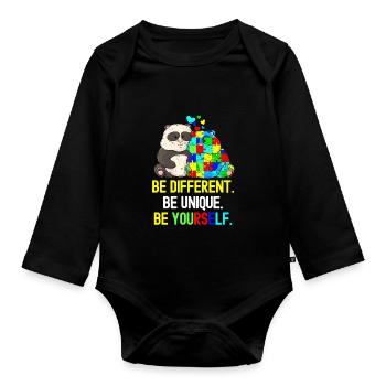 Tshirt autistique Autimus Cadeau Asperger Enfants - Body Bébé bio manches longues - noir - Devant