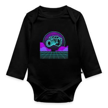 Photography Camera Lens Vaporwave - Baby Bio-Langarm-Body - Schwarz - Vorne