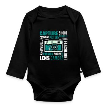 Photography Camera Lens Retro - Baby Bio-Langarm-Body - Schwarz - Vorne