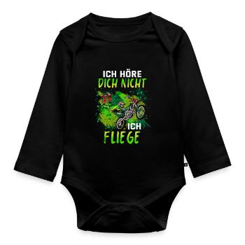 Motocross Geschenk Für Enduro Supermoto Dirt Bike - Baby Bio-Langarm-Body - Schwarz - Vorne