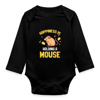 Souris Souris Cadeau Rat Rongeur Souris Souris Lousemaus - Body Bébé bio manches longues - noir - Devant