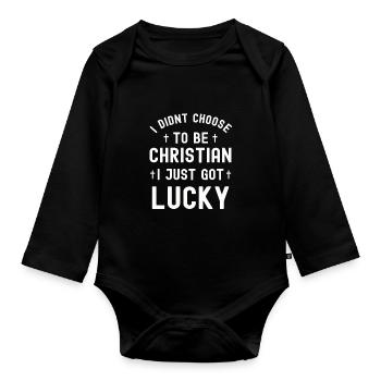 Christianity God Jesus Gift Church Religion - Organic Longsleeve Baby Bodysuit - black - Front