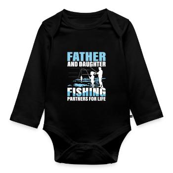 Father And Daughter Fishing Partners For Life Angl - Baby Bio-Langarm-Body - Schwarz - Vorne