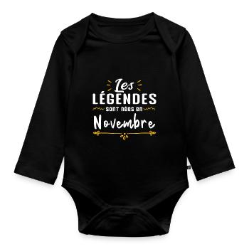 les légendes sont nées en novembre - Body Bébé bio manches longues - noir - Devant