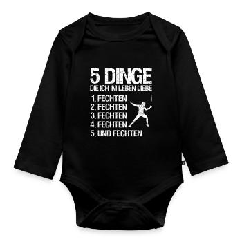 Fechten Degen Fechtduell Geschenkidee - Baby Bio-Langarm-Body - Schwarz - Vorne