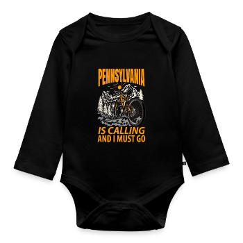 Cadeau aventureux en Pennsylvanie - Body Bébé bio manches longues - noir - Devant