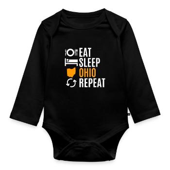 Eat Sleep Ohio Repeat Gift - Organic Longsleeve Baby Bodysuit - black - Front