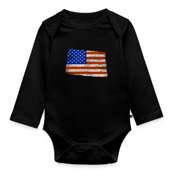 North Dakota Home Pride Usa flag gift - Organic Longsleeve Baby Bodysuit - black - Front