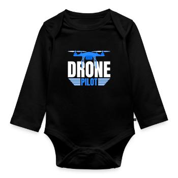 Drone Drone Pilot Drone Operator Quadcopter - Organic Longsleeve Baby Bodysuit - black - Front