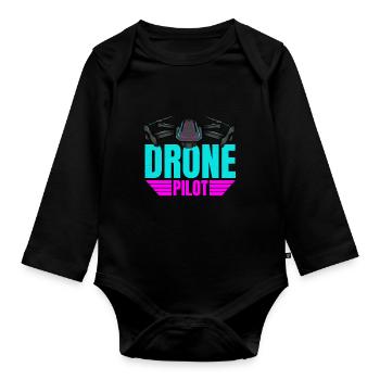 Drone Drone Pilot Drone Operator Quadcopter - Organic Longsleeve Baby Bodysuit - black - Front