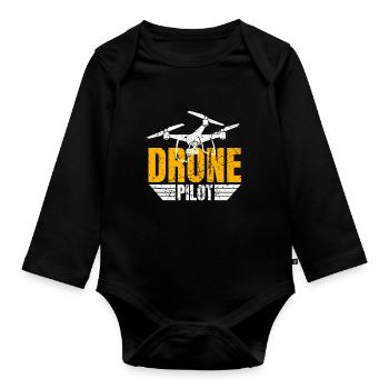 Drone Drone Pilote Drone Opérateur Quadcopter - Body Bébé bio manches longues - noir - Devant