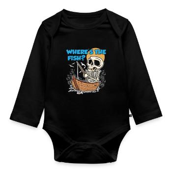 Où est le poisson? Pêcheurs Pêcheurs Pêcheur Pêcheur - Body Bébé bio manches longues - noir - Devant