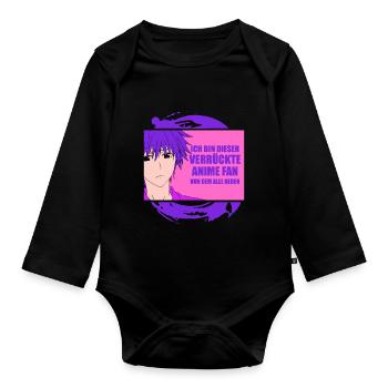 Ich bin dieser verrückte Anime Fan - Baby Bio-Langarm-Body - Schwarz - Vorne