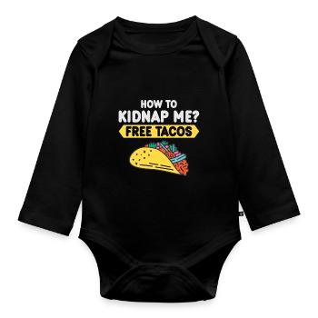 Taco Tacos Mexican Food - Organic Longsleeve Baby Bodysuit - black - Front
