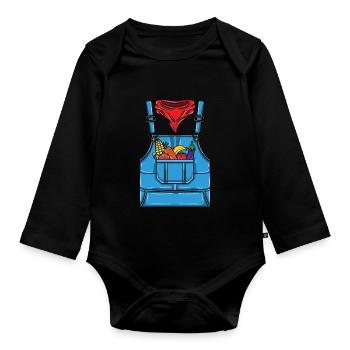 Costume de fermier Halloween - Body Bébé bio manches longues - noir - Devant