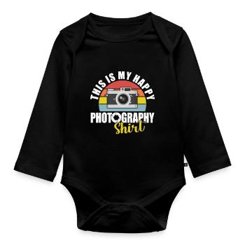 Photography Camera Lens Retro This - Baby Bio-Langarm-Body - Schwarz - Vorne