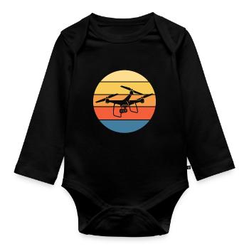 Drone Drone Pilote Drone Opérateur Quadcopter - Body Bébé bio manches longues - noir - Devant