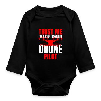 Drone Drone Pilot Drone Operator Quadcopter - Organic Longsleeve Baby Bodysuit - black - Front