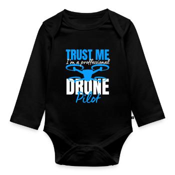 Drone Drone Pilot Drone Operator Quadcopter - Organic Longsleeve Baby Bodysuit - black - Front