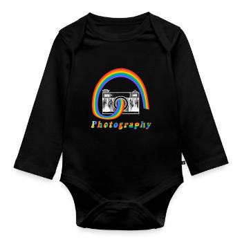 Photography Camera Lens Rainbow - Baby Bio-Langarm-Body - Schwarz - Vorne