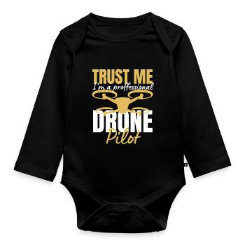 Drone Pilote de drone Opérateur de drone Quadricoptère - Body Bébé bio manches longues - noir - Devant