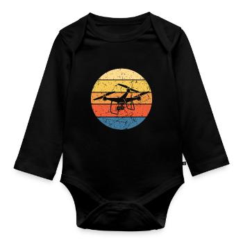 Drone Drone Pilot Drone Operator Quadcopter - Organic Longsleeve Baby Bodysuit - black - Front
