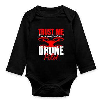 Drone Drone Pilote Drone Opérateur Quadcopter - Body Bébé bio manches longues - noir - Devant