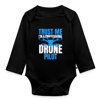 Drone Pilote de drone Opérateur de drone Quadricoptère - Body Bébé bio manches longues - noir - Devant